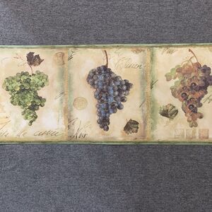 GRAPES & WINE LABELS WALLPAPER BORDER Pre-pasted  10 1/4 in. high x 15 ft. long